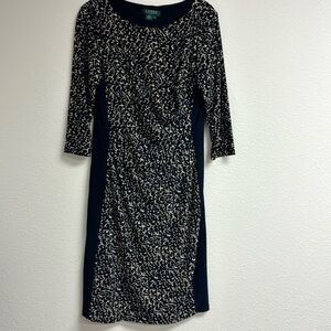 Lauren dress Navy and Tan Size 10 Jersey with side inserts and ruching